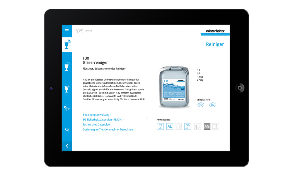 Profis spülen mit Winterhalter: Auf dem iPad zeigt der Vertriebsmitarbeiter Vorteile, die sich gewaschen haben.